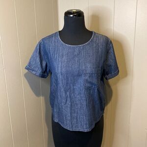 Silence + Noise Women’s Extra Small Cropped Short Sleeve T Shirt Chest Pocket